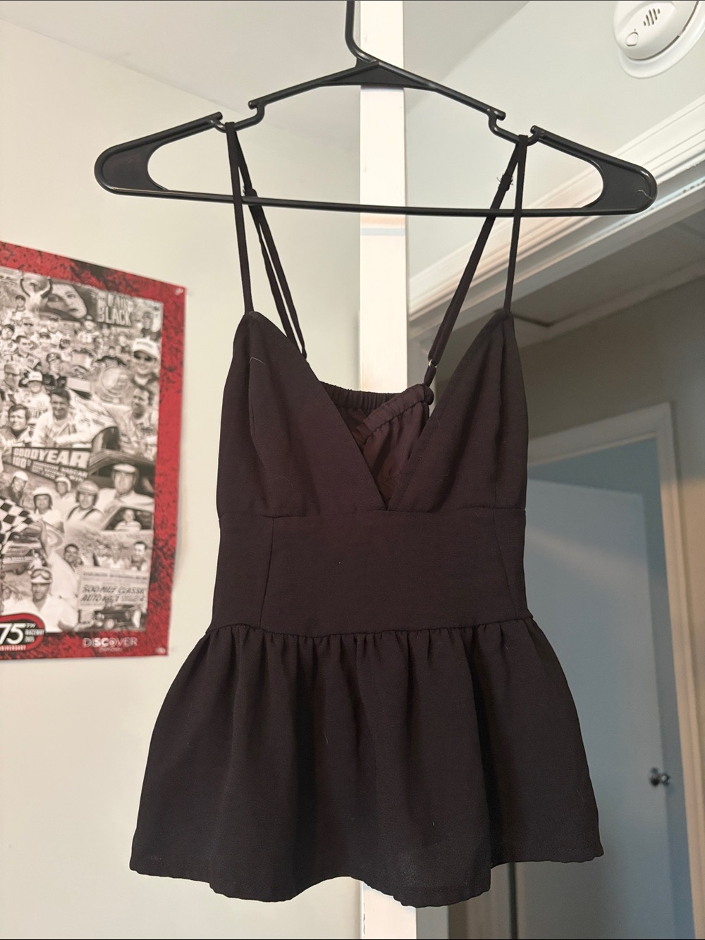Abound Black Double-Spaghetti Strap Peplum Chemise
